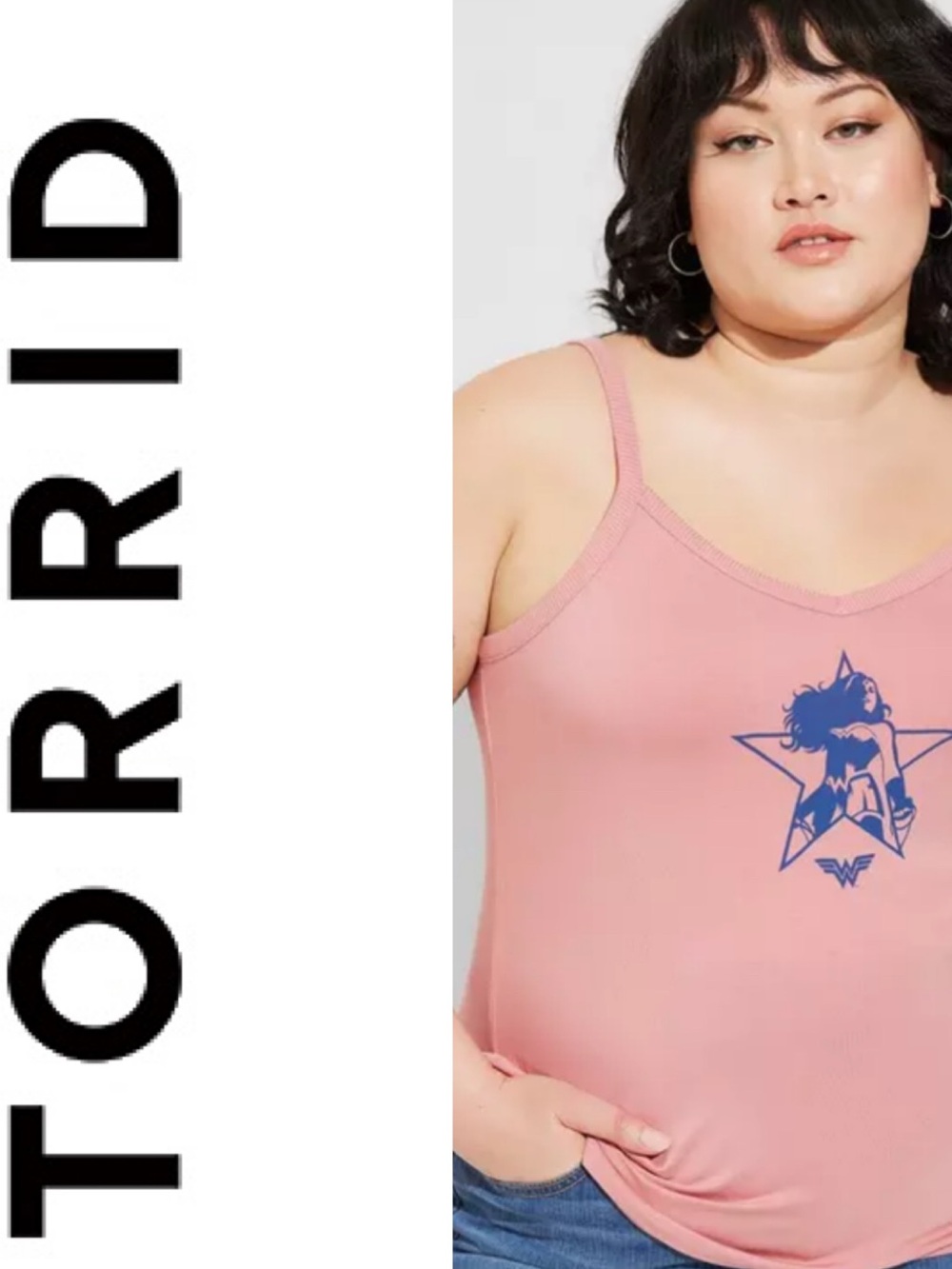 TORRID Warner Bros Wonder Woman Icon Super Soft Tank Top Pink Size 00 Medium